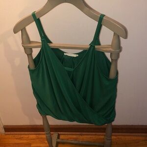 Lush Green Draped Surplice Camisole